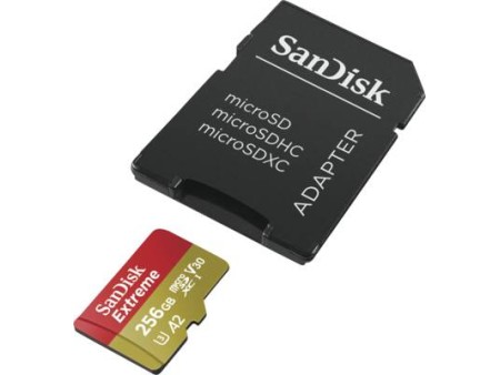 Extreme microSDXC 256GB 190MBs A2 C10 V30 UHS  SD Adapter